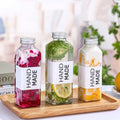 Wholesale Empty 350ml 500ml Square Milk/Juice/Tea/Drink Glass Bottle Glass Beverage Juice Bottle With Aluminium Lid for Sale