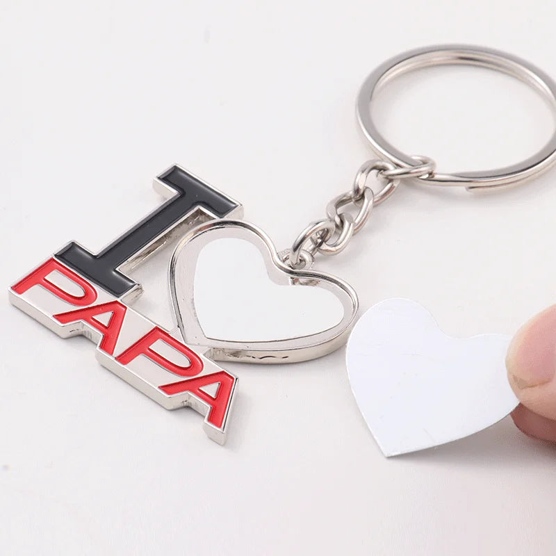 Father's Day Gifts Key Chain PAPA MAMA Sublimation Metal Keychain