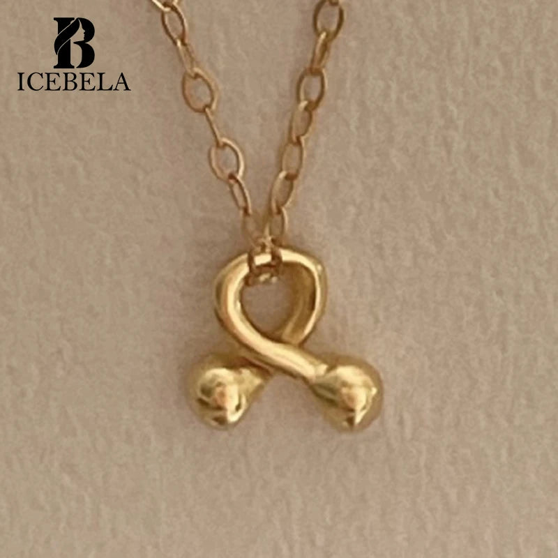 ICEBELA Wholesale Unique Design Chic Korean Niche 18k Gold Plated 925 Sterling Silver Twisted Pendant Necklaces for Women