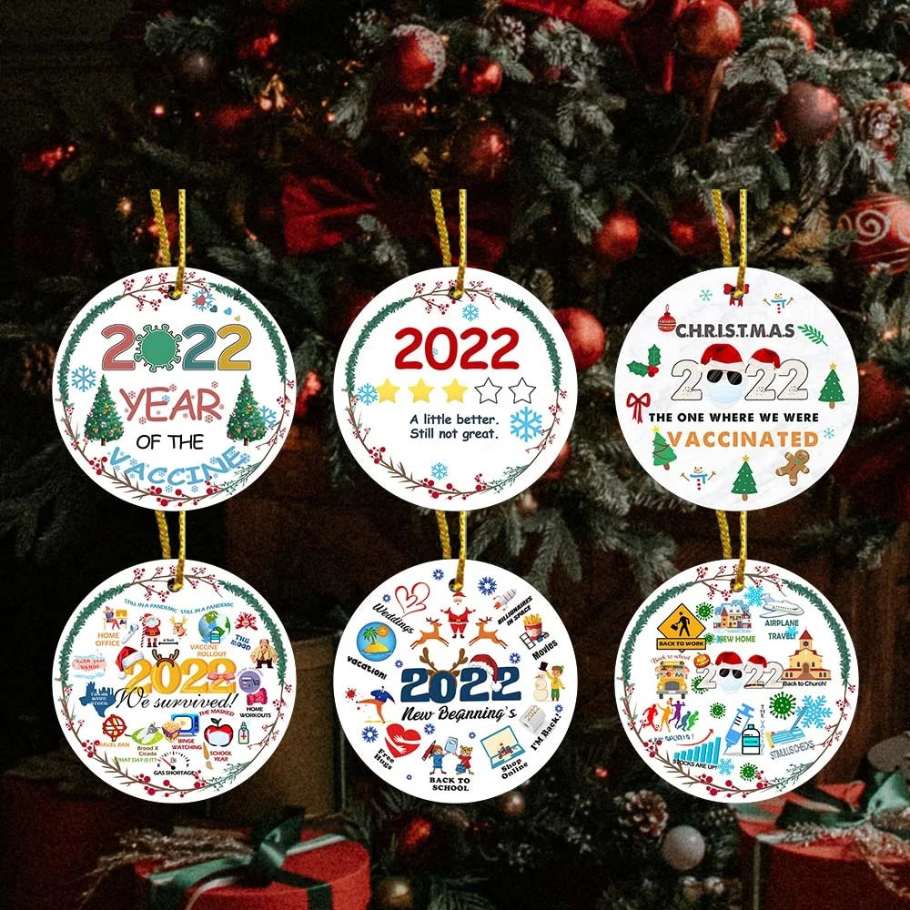 Customizable UV Printed Ceramic Christmas Tree Ornaments for New Year Home Pendant Decor for Resolutions Christmas Ball Tree
