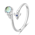 925 Sterling Silver Spaceman & Spacecraft Opening Ring Astronaut Adjustable Ring for Women Birthday Gift Fine Jewelry SCR920