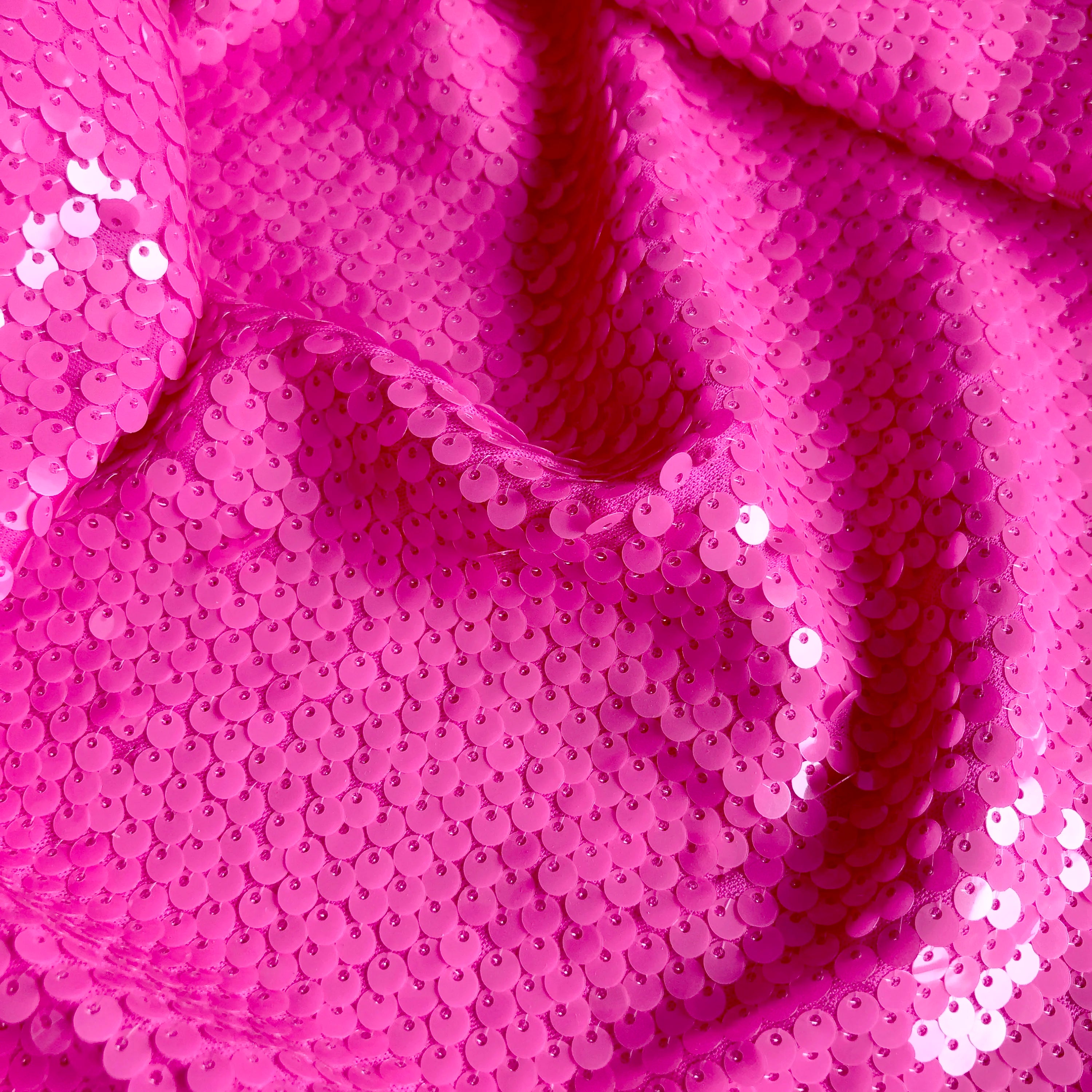 Wholesale Fushia Pink Sequin Fabric 5mm Fancy Reversible Sequin Dress Fabric