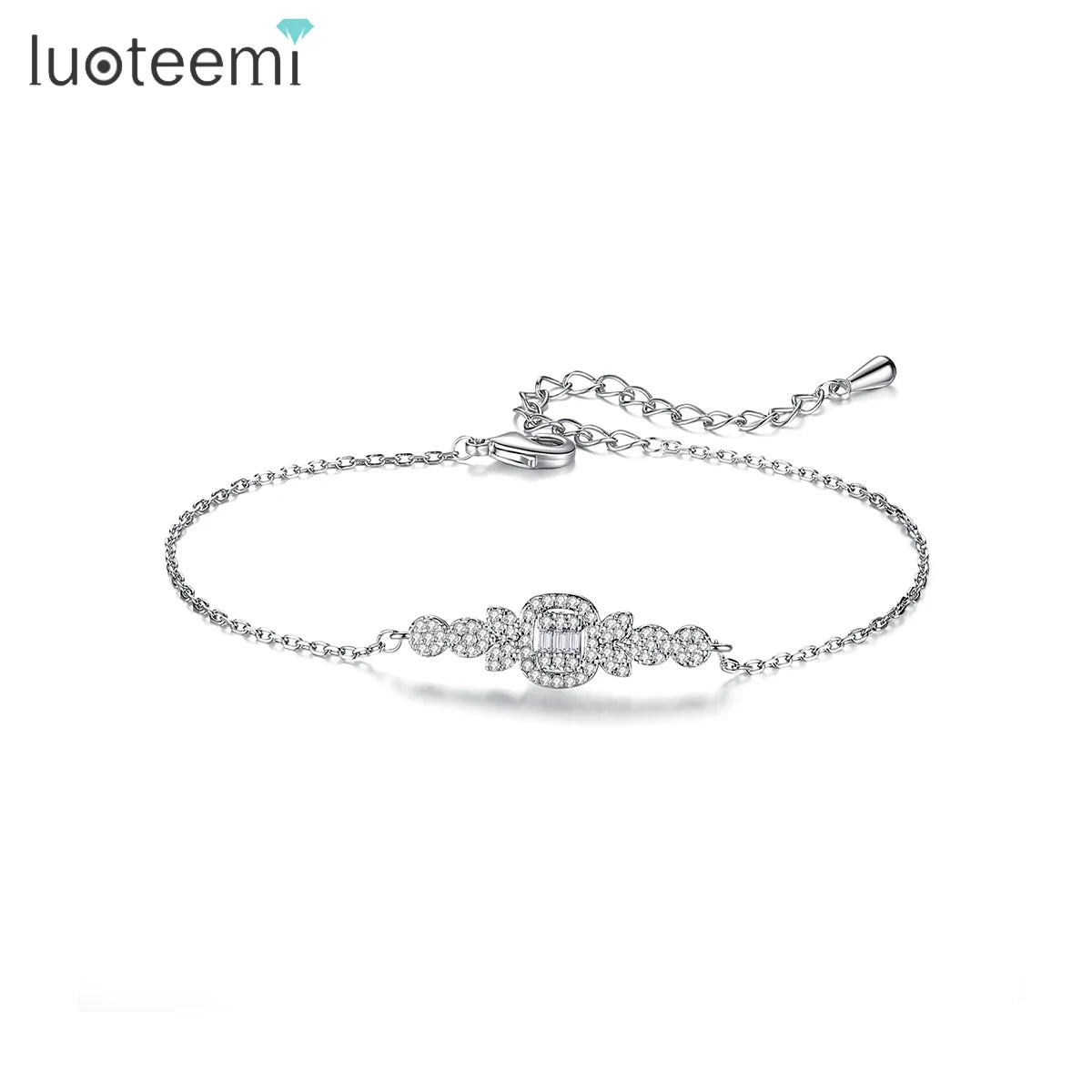 LUOTEEMI Designer Fashion Accessory Chain Link Rhodium Plated Trendy 2026 Luxury Woman Copper Charm Bracelet