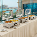 XINGPAI Catering Equipment Buffet Chaffing Dishes Buffet Catering Stainless Steel Silver Oblong Chafing Dish Buffet Set
