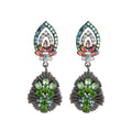 Vintage Glass Crystal Water Drop Earrings Colorful Rhinestone Geometric Layered Earrings for Women