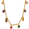 Luxury Bling Colorful Cubic Zirconia Waterproof Stainless Steel Jewelry Set-Exquisite Chain Necklace Weddings
