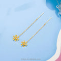 Certified 18K Gold Snowflake EAR Thread Au750 Color Gold Long Tassel Earrings Simple Shop Water Shell Wholesale
