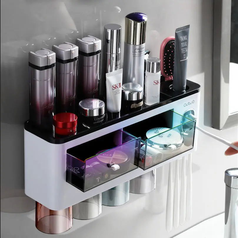 Hot Sale Portable Wall-Mounted Organizer with Cosmetic Drawer Minimalist Style Plastic Holder