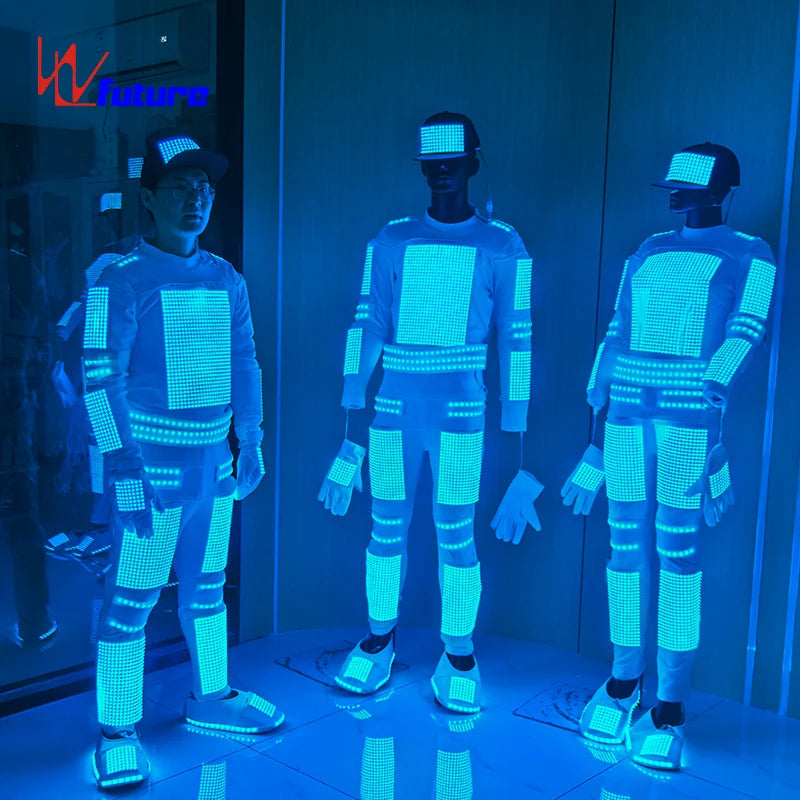 Unisex Elegant LED Advertising Display Dress Set Futuristic Wireless Control Luminous Stage Dance Costumes for Performance Wear