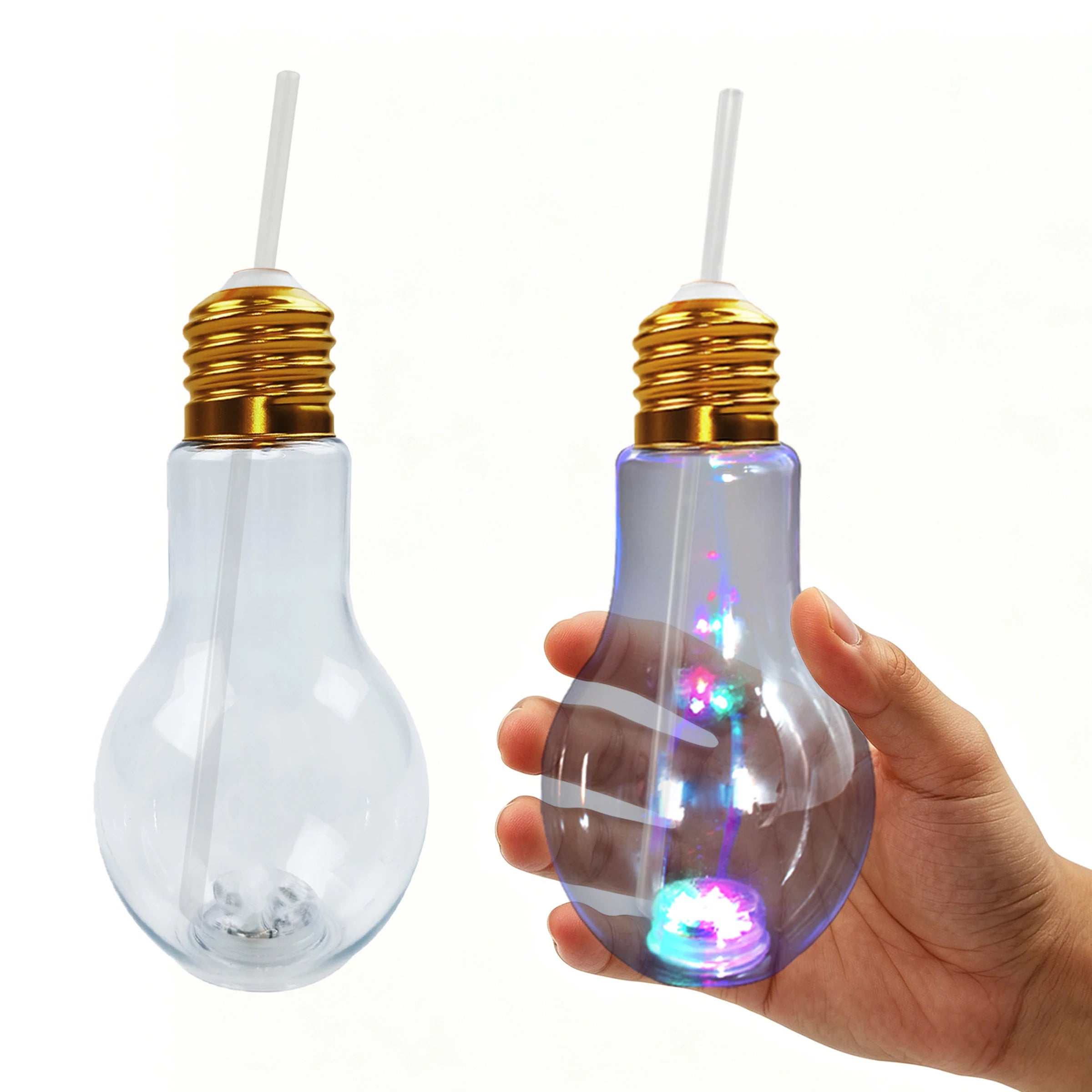 Neonglo Eco-Friendly Tumblers PET Reusable Light Cup Straw Flashing Bulb Design American Style Parties Holidays Leak Proof Drink