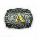 Custom 26 English Letters Western Cowboy Plate Buckle Vintage Alloy Gold/Silver Eco-Friendly Plating 35-40mm Belt Buckle Belts