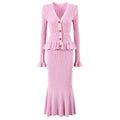 Summer New Celebrity Temperament V-Neck Knitted Women'S Dress Ruffled Splicing Stretch Slim Long Fishtail Dresses
