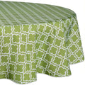 100% Polyester Green Printed Outdoor Water Repellant Washable Party Decorative Round Lattice Tablecloth