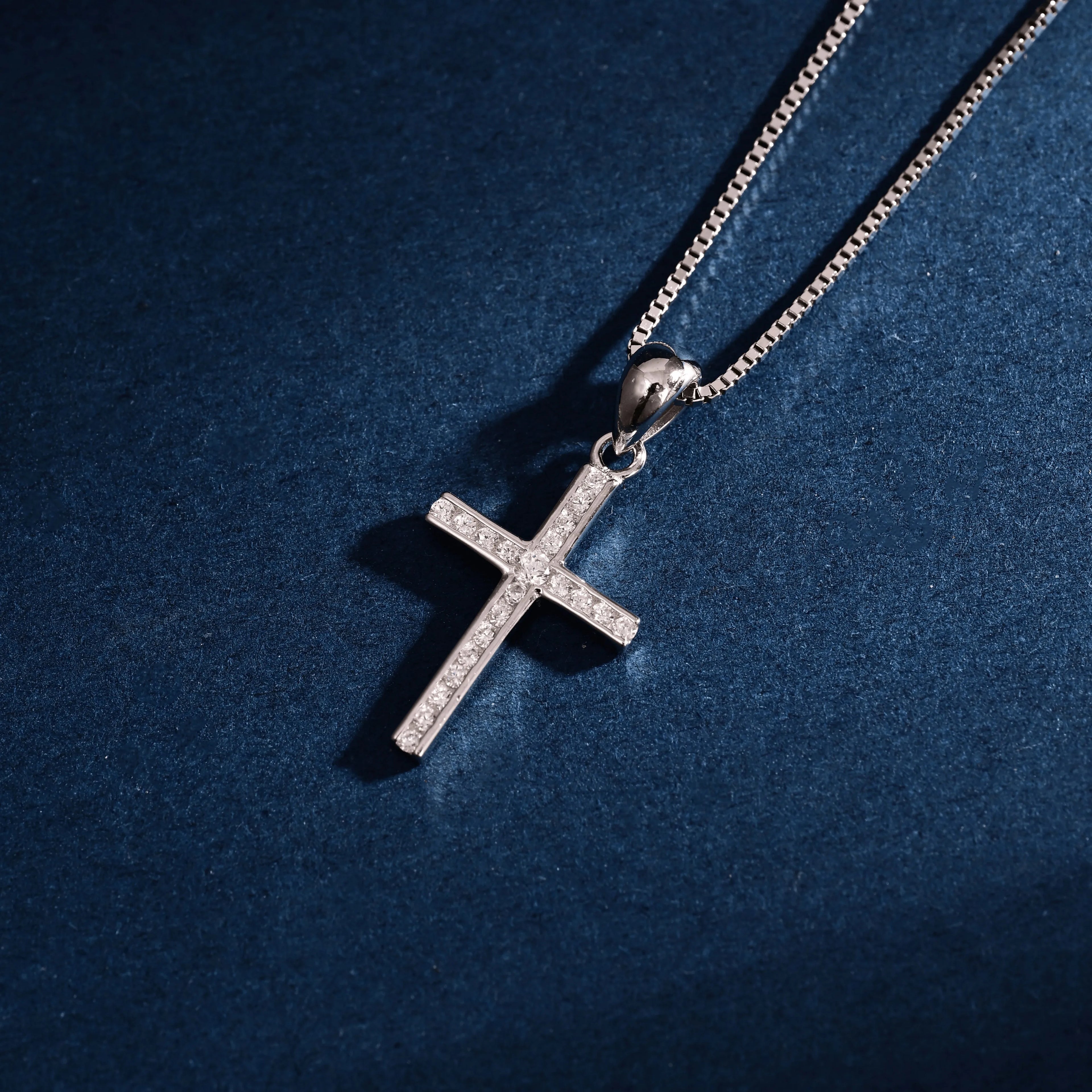 Wholesale Pendant Jewelry Rhodium Plated Cubic Zirconia Cross God Retro Pendant 925 Sterling Silver Fine Jewelry Pendant
