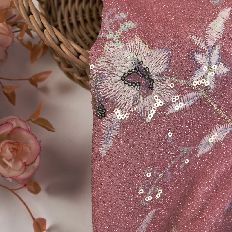 OEM ODM Designer 100% Polyester Embroidery Lace Sequins Fabrics Tear-Resistant for Weddings for Boys and Girls' Shoes