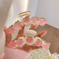 Rinhoo New Japanese Korean Pink Peach Heart Hair Claws Large Hair Clip Hairpins Barrette Head Wear Women Girls Hair Accessories