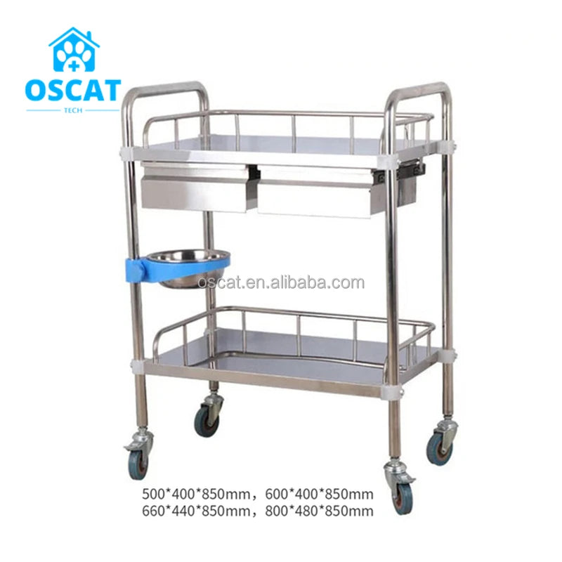 OSCAT Stainless Steel Treatment Cart Hospital Trolley Veterinary Instrument Equipment for Hospitals and Clinics