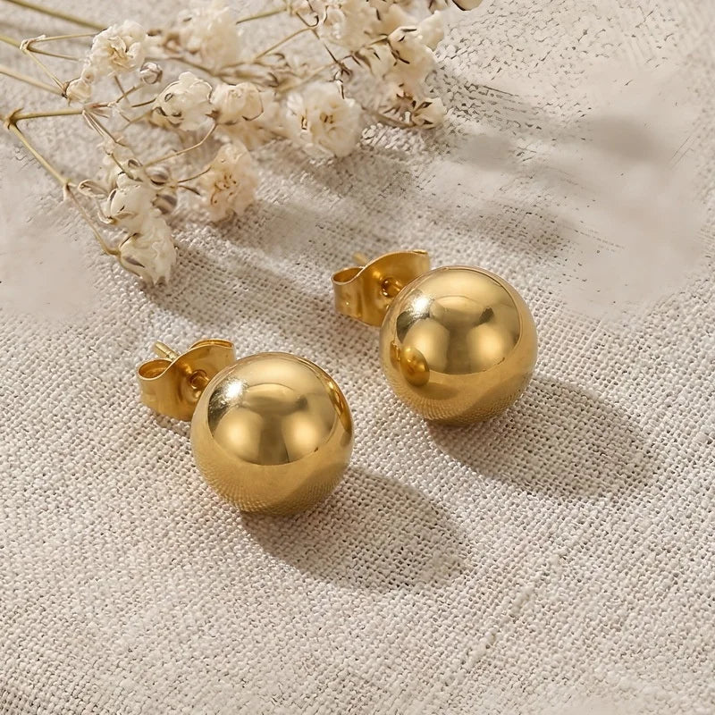 Kalen Europe United States Cross-border Personality Beads Unisex Ball Stud Earrings Multi-size Multi-color Simple Earrings