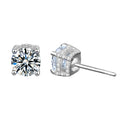 Fashion Women Fine Jewelry S925 Silver 0.5ct Four Claw Wedding Earrings Round Shape Moissanite Stud Earrings