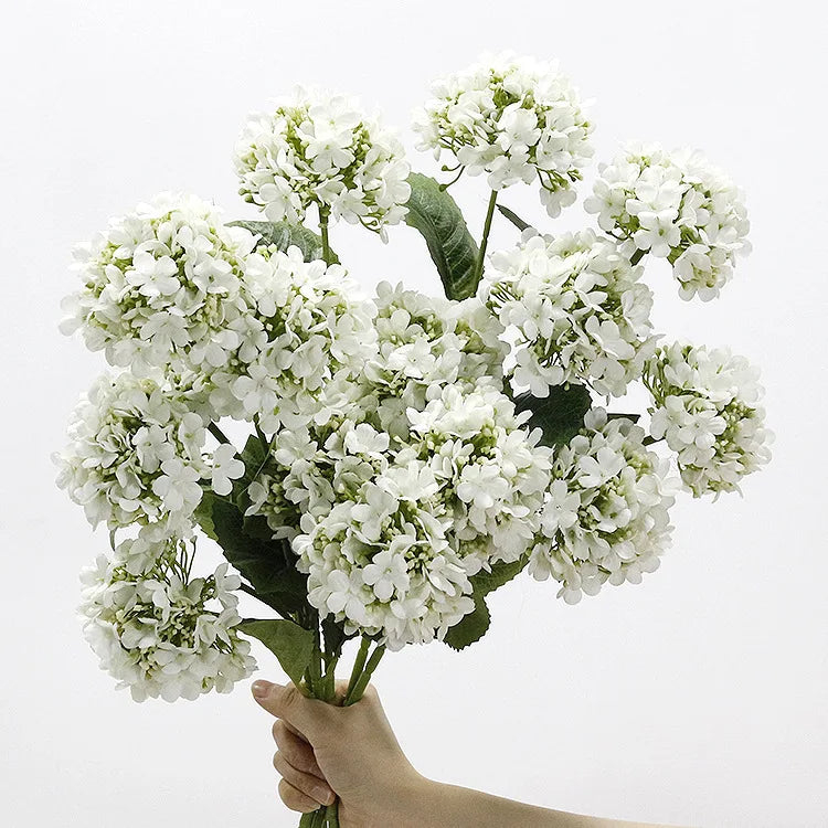 E116 3-Headed Small Hydrangeas Artificial Silk Flowers for Wedding Home Thanksgiving Christmas Easter Decorations