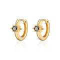 LOZRUNVE Custom Jewelry 925 Silver Black CZ Stone Starburst Huggie Fashion Hoop Earrings Wholesale