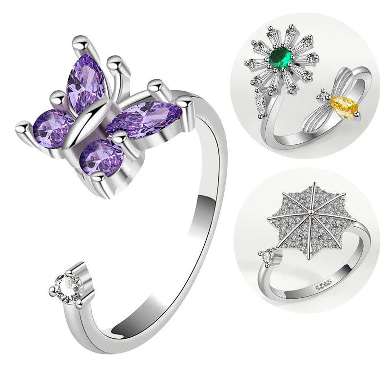 Fashion Anxiety Ring Adjustable Spinner Bague Anti Stress Jewelry Wedding Birthday Gifts Rings