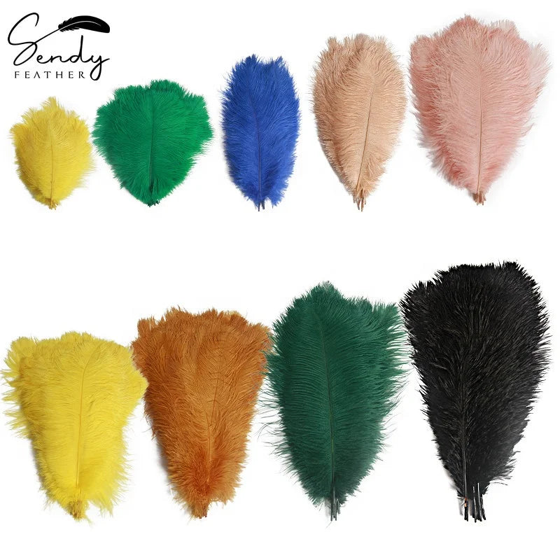 RTS Bulk Wedding Flower Stands White Craft 15-65 cm Large Dyed Color Drabs Ostrich Feather for Wall Art Wedding Carnival Decor