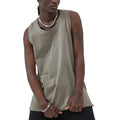 2026 Summer 275g Washed Cotton Gym Tank Top Men Casual Side Split Sleeveless for Solid Woven Breathable Eco-Friendly Blank