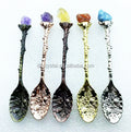 Gemstone Crystal Stone Alloy Decorative Tea Spoons Stones Alloy Coffee Spoons Witch Spoon for Wedding Favor Gifts