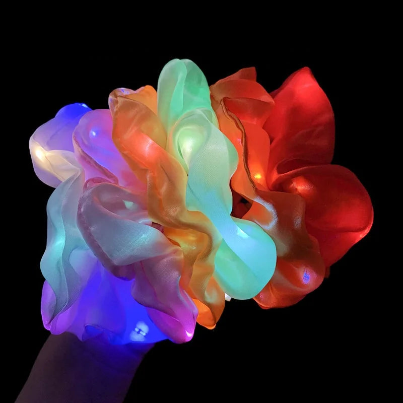 Wholesale Fashion and Novel Pins Hair Accessories Ponytail LED Luminous Hair Ring Kids Hair Accessories for Party Festival