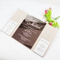 Luxury Pink Velvet Hardcover Rose Gold Mirror Acrylic Monogram Wedding Invitation Cards with Envelope