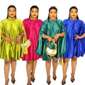 Cheap Summer Dresses for Women Rayon Kitenge Short Dress Designs Standing Collar Rhinestone African Skirt