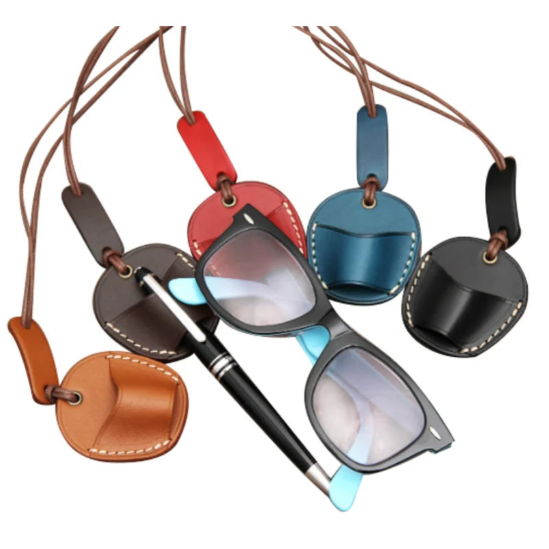 Wholesale PU Leather Eyeglasses Holder  Pen Sunglasses Accessory Keychain Holder with String Sunglasses Strap Chain