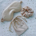 3PCS Silk Satin Sleeping Eye Mask Sleep Eye Mask Night Blindfold for Women Blackout Eyeshade Cover with Satin Hair Scrunchies