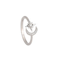 Hot Sale 925 Sterling Silver Rings Prong Setting Zircon Diamond Star Moon Rings Wedding Fine Jewelry Women