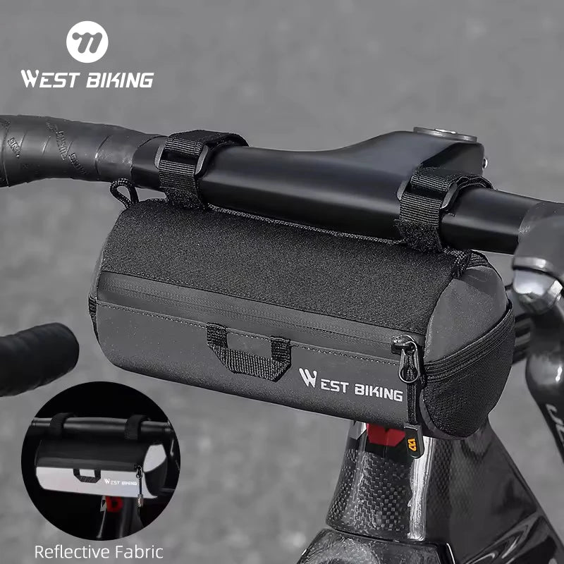 WEST BIKING Bike Roll Bag 1L Round Front Bicycle Handlebar Bags Rubber Strap Packs for MTB Cyrcing Trip Mtb Bike Rack Tube Bag