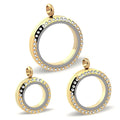 Screw Design Crystal Living Memory Photo Locket Pendants Gold Gold Plated Stainless Steel Glass Locket Necklace Pendant