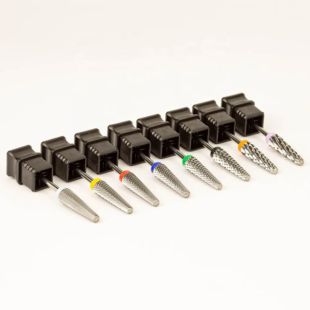 Super Storage 3/32" Wholesale Electric Safety E File Tungsten Super Long 24mm Tapered 5 in 1 Carbide Nail Drill Bits Cross Cut