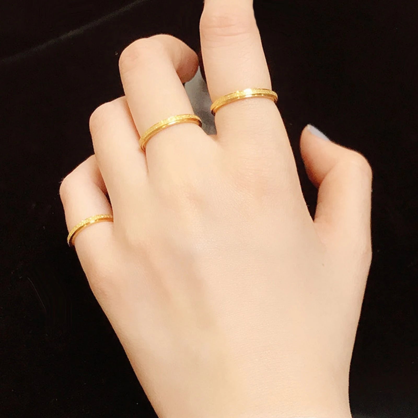 Nabest 18k Gold Plated Women Minimalist Matting Shiny Joint Ring Stainless Steel Waterproof Geometric Ring Jewelry