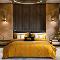 Customized king Size Court Style Gold Jacquard Duvet Cover 1600TC Cotton Blue Stripe Pillow Covers Bedding Set Wholesaler