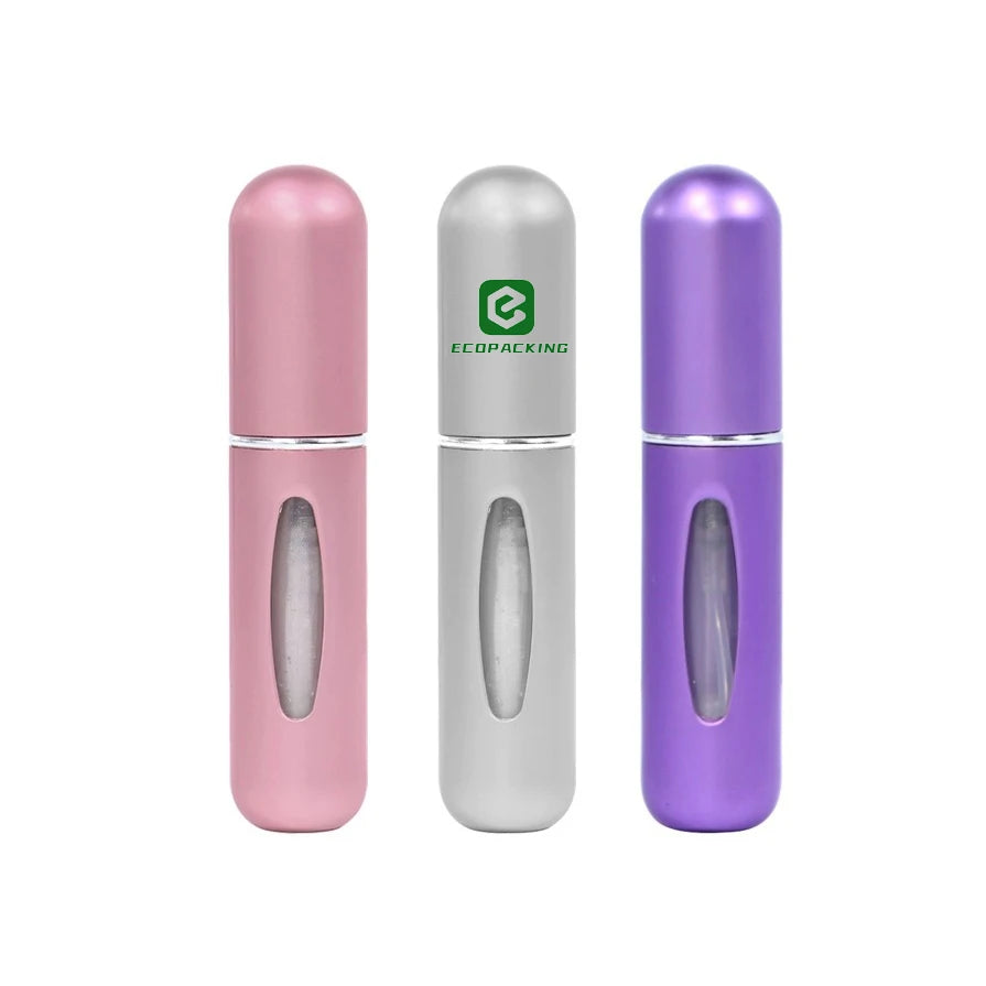 Mini 5ml Aluminum Atomizer Empty Perfume Bottle Pocket Travel Spray Plastic Bottom Refillable Essential Oils Skin Care