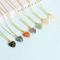 Handcarved Crystal Stone Heart Copper Wrap Pendant Necklace for Women Love Healing Quartz Pendant With Adjustable Chain
