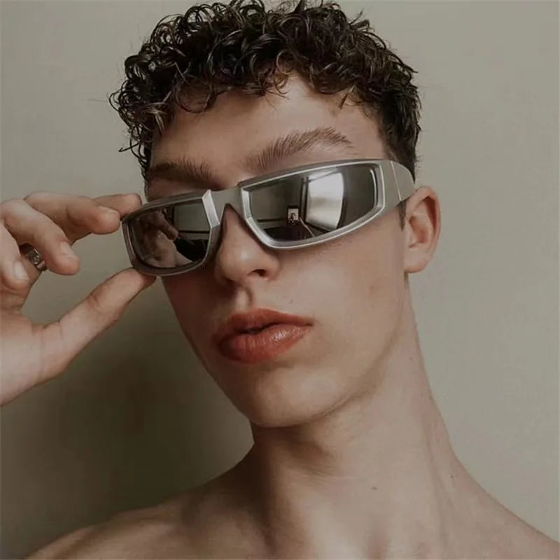 Square Steampunk Sunglasses for Men Women Unbreakable Retro Cycling Sports Eyewear with UV Protection