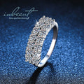 Silver 925 Original Total 2 Carat Round Brilliant Cut Pass Diamond Test Boule Rows D Color Moissanite Ring Women Fine Jewelry