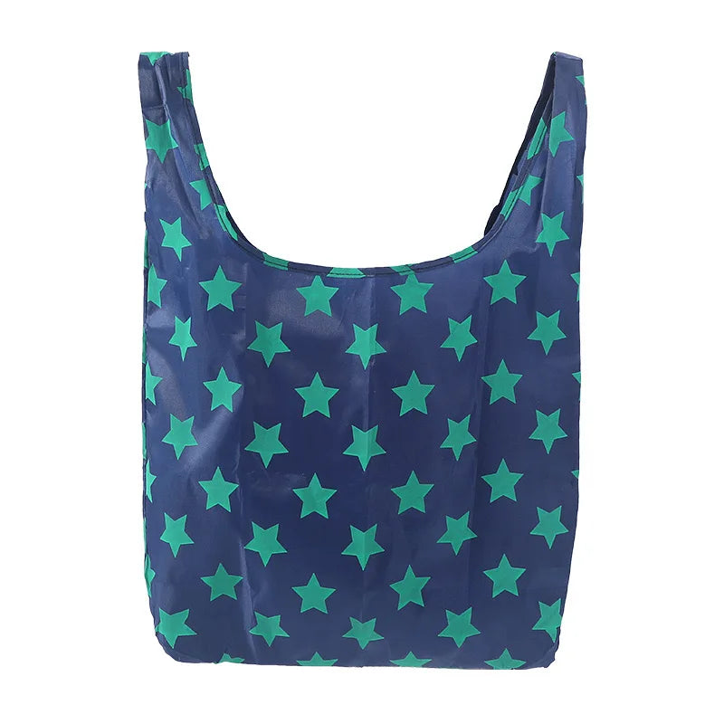 Custom Logo Printing Eco-Friendly Polyester Long Handle Foldable Medium Tote Bag for Grocery Shopping & Outdoor Use