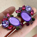 2023 New Arrival Fashion Jewelry Fashionable Purple Vintage Earrings Retro Oval Custom Geometric Gold Stud Earrings for Women