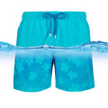Gelan Custom Logo Printing Designer for Men Fabric Changing Water Reactive Swim Shorts