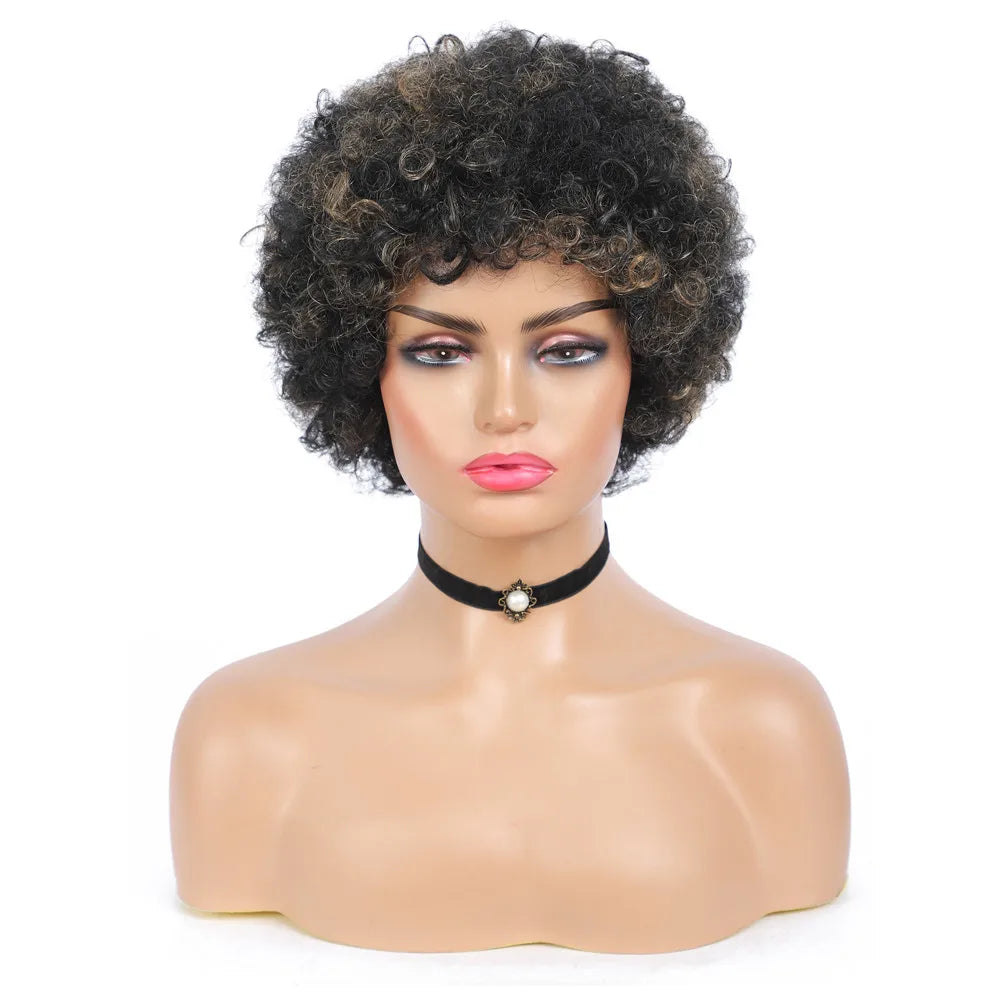 X-TRESS Bomb Afro Kinky Curly Synthetic Wig 150% Density Wigs Short 12 Inch Ombre Large Bouncy Curly Hair Wigs for Black Women