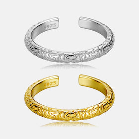 FUAMAY Fashion Jewelry Dainty 925 Sterling Silver Thin Rings Adjustable Eternity Band Rings