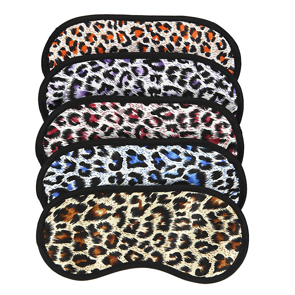 Leopard Print Satin Eye Mask Soft Elastic Strap Blackout Sleep Mask for Travel Aviation or Sleep-Wholesale Gift Option